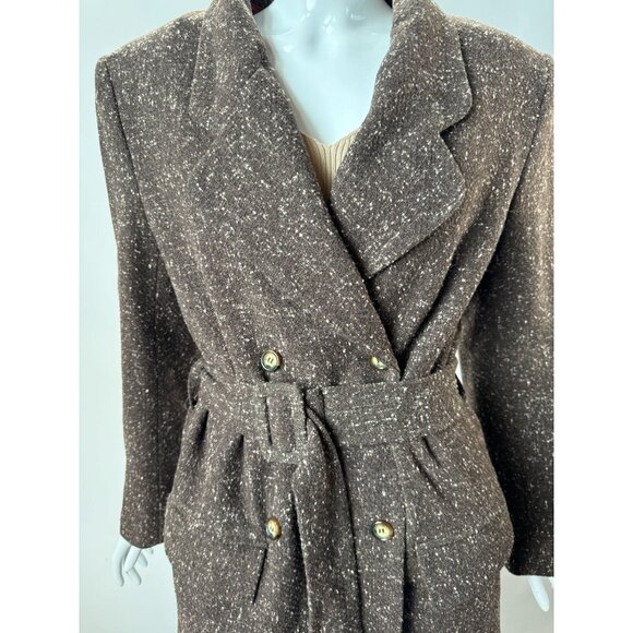 A.B.S. USA Womens Brown Belted Wool-Blend Jacket Size 8 - Picture 12 of 16